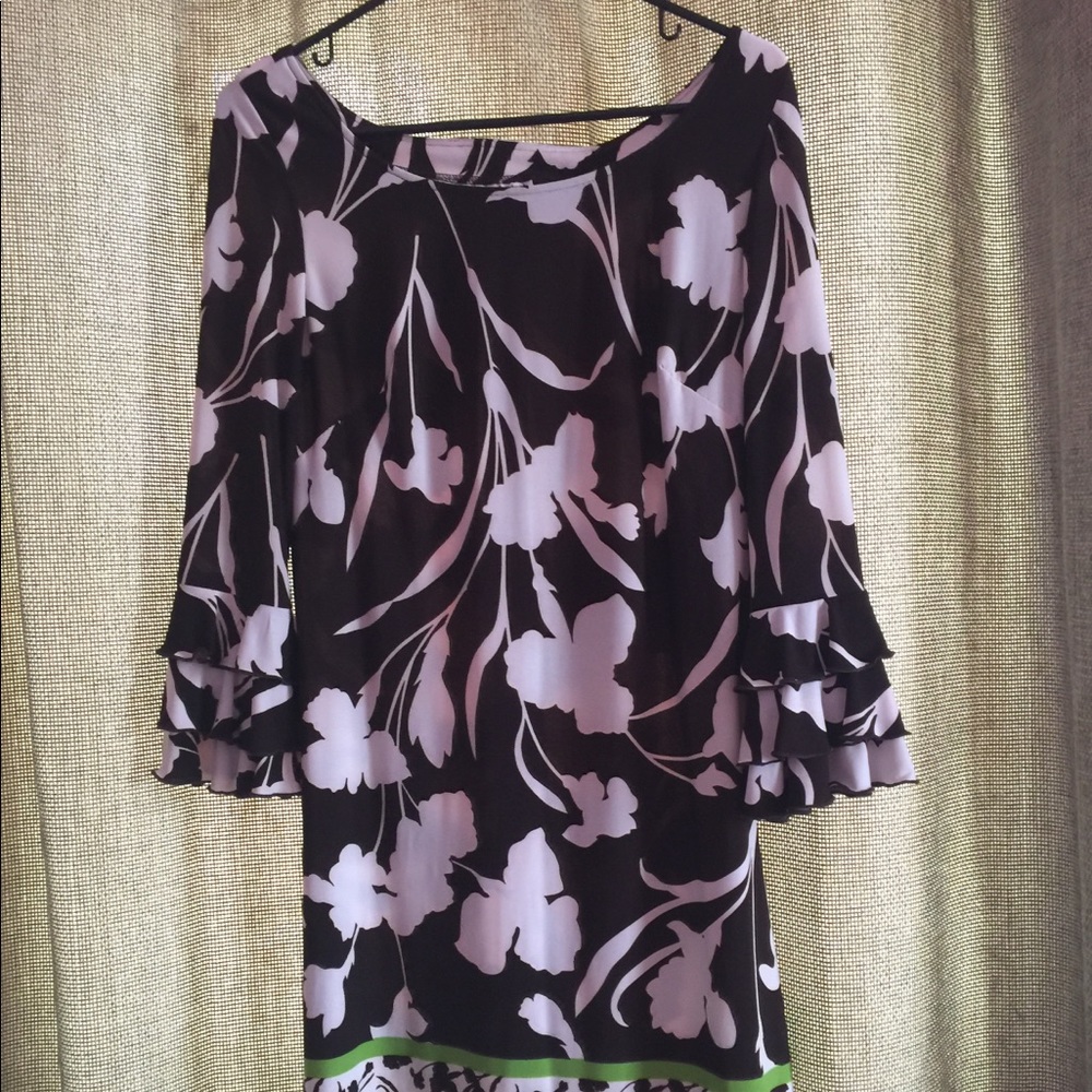 Deep brown dress with ruffle sleeves